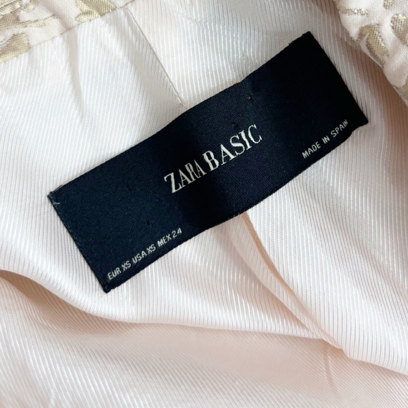 Zara Basic Metallic Rose Jacquard Blazer Jacket Size XS - Picture 14 of 14